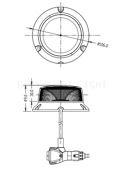 Base de imán de mini baliza LED con enchufe de cigarrillo